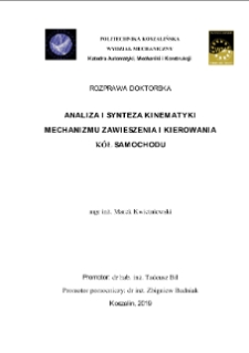 Analiza i synteza kinematyki mechanizmu zawieszenia i kierowania kół samochodu : rozprawa doktorska