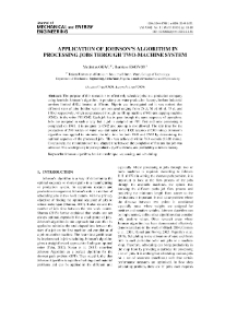 Application of Johnson’s algorithm in processing jobs through two-machine system