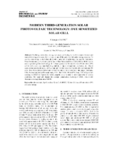 Modern third generation solar photovoltaic technology: Dye sensitized solar cell