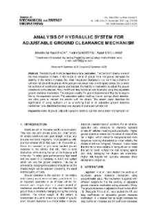 Analysis of hydraulic system for adjustable ground clearance mechanism