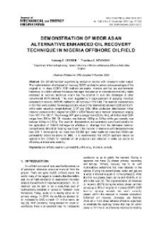 Demonstration of MEOR as an alternative enhanced oil recovery technique in Nigeria offshore oilfield