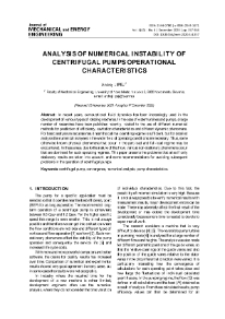 Analysis of numerical instability of centrifugal pumps operational characteristics