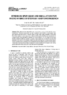 Stress on spur gear and simulation for micro hybrid systems by Ansys Workbench