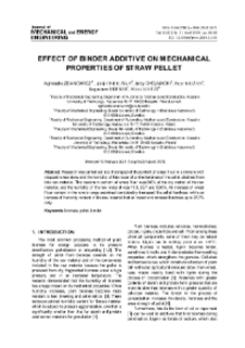 Effect of binder additive on mechanical properties of straw pellet
