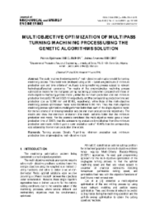 Multiobjective optimization of multipass turning machining process using the genetic algorithms solution