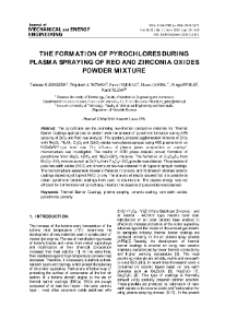 The formation of pyrochlores during plasma spraying of REO and zirconia oxides powder mixture