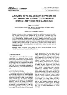 A review of flow acoustic effects on a commercial automotive exhaust system - methods and materials