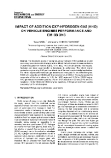 Impact of addition oxy-hydrogen gas (HHO) on vehicle engines performance and emissions