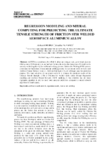 Regression modeling and neural computing for predicting the Ultimate Tensile Strength of Friction Stir Welded aerospace aluminium alloy