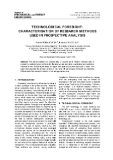 Technological Foresight – characterisation of research methods used in prospective analysis
