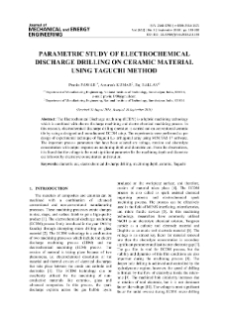 Parametric study of electrochemical discharge drilling on ceramic material using Taguchi method