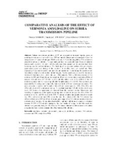 Comparative analysis of the effect of Vernonia amygdaline on subsea transmission pipeline