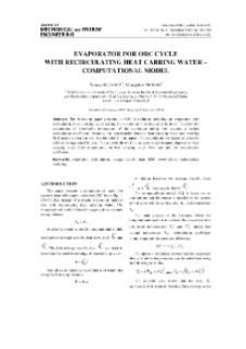 Evaporator for ORC cycle with recirculating heat carring water – computational model