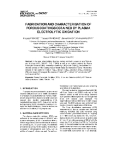 Fabrication and characterisation of porous coatings obtained by plasma electrolytic oxidation