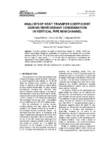Analisys of heat transfer coefficient during refrigerant condensation in vertical pipe minichannel
