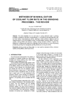 Methods of minimalization of coolant flow rate in the grinding processes – the review