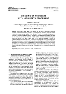 Grinding of the gears with high depth processing