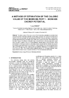 A method of estimation of the caloric value of the biomass. Part I – biomass energy potential