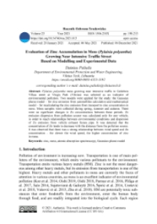 Evaluation of zinc accumulation in moss (pylaisia polyantha) growing near intensive traffic street based on modelling and experimental data