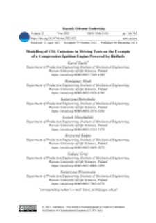 Modelling of CO2 emissions in driving tests on the example of a diesel engine powered by biofuels
