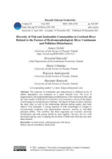 Diversity of fish and zoobenthic communities in lowland river related to the factors of hydromorphological, river continuum and pollution disturbances