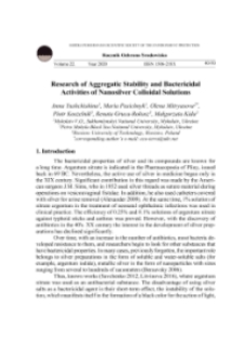 Research of aggregatic stability and bactericidal activities of nanosilver colloidal solutions