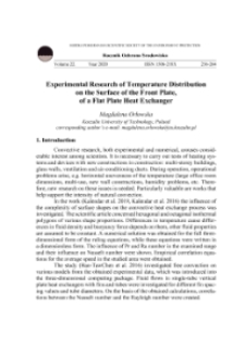 Experimental research of temperature distribution on the surface of the front plate, of a flat plate heat exchanger