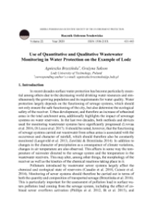 Use of quantitative and qualitative wastewater monitoring in water protection on the example of Lodz