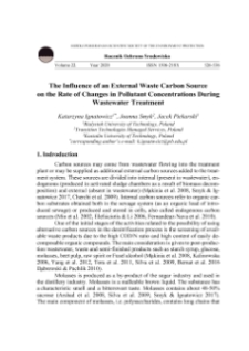The influence of an external waste carbon source on the rate of changes in pollutant concentrations during wastewater treatment