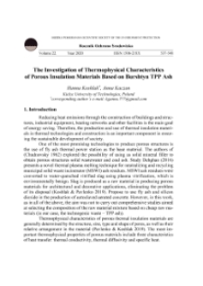 The investigation of thermophysical characteristicsof porous insulation materials based on burshtyn TPP ash