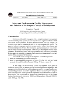 Integrated environmental quality managementas a function of the adopted concept of development
