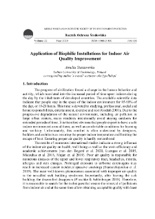 Application of biophilic installations for indoor air quality improvement