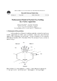 Mathematical model of particle free settling in a vortex apparatus