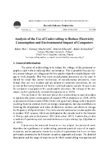 Analysis of the Use of undervolting to reduce electricity consumption and environmental impact of computers