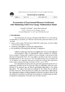 Presentation of experimental biomass gasification with minimizing Gibbs free energy mathematical model