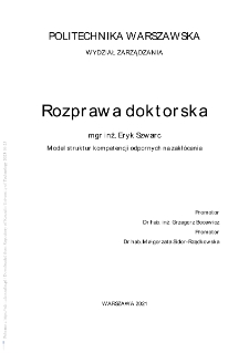 Model struktur kompetencji odpornych na zakłócenia : rozprawa doktorska