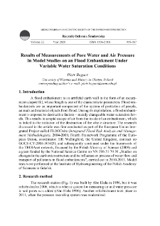 Results of measurements of pore water and air pressure in model studies on an flood embankment under variable water saturation conditions