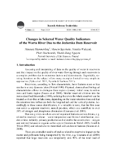 Changes in selected water quality indicators of the Warta river due to the jeziorsko dam reservoir