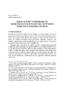 Działaność gospodarcza osób fizycznych na rynku żywności podczas pandemii COVID-19