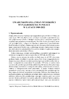 Uwarunkowania zmian wysokości wynagrodzenia w Polsce w latach 1989-2022