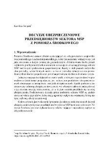 Decyzje ubezpieczeniowe przedsiębiorstw sektora MŚP Z Pomorza Środkowego