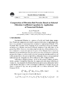 Computation of filtration bed porosity based on selected filtration coefficient equations by applicationof numerical methods