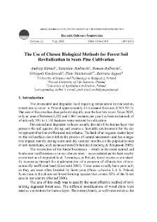 The use of chosen biological methods for forest soil revitalization in scots pine cultivation