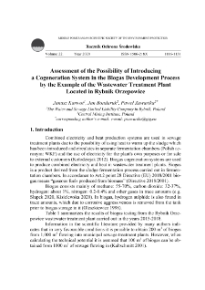 Assessment of the possibility of introducing a cogeneration system in the biogas development process by the example of the wastewater treatment plant located in Rybnik Orzepowice