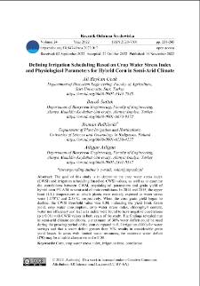 Defining irrigation scheduling based on crop water stress index and physiological parameters for hybrid corn in semi-arid climate