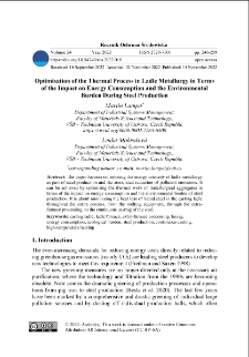Optimisation of the thermal process in ladle metallurgy in terms of the impact on energy consumption and the environmental burden during steel production