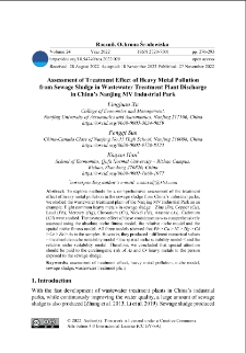 Assessment of treatment effect of heavy metal pollution from sewage sludge in wastewater treatment plant discharge in china's Nanjing MV industrial park