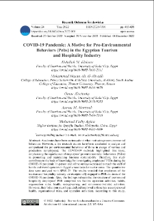 COVID-19 Pandemic: a motive for pro-environmental behaviors (Pebs) in the egyptian tourism and hospitality industry