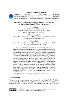 Recycling of polyethylene terephthalate (PET) bottles in the logistics supply chain – overview