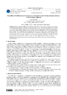 Possibilities of fulfillment and consequences of introducing the carbon intensity indicator in international shipping